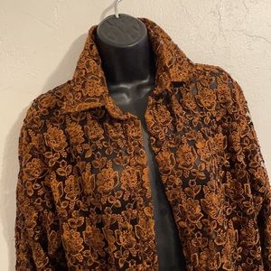 Cache Lace and Mesh Shirt jacket Top